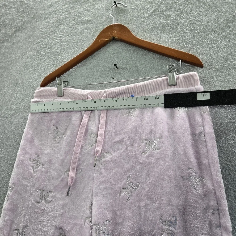 Juicy Couture Women‎ Sleepwear XL Pink Pajama Pants Sherpa Logo Wide Leg